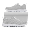 Grey And White Zigzag Pattern Print White Running Shoes