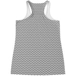 Grey And White Zigzag Pattern Print Women's Racerback Tank Top