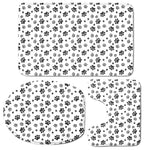 Grey Animal Paw Pattern Print 3 Piece Bath Mat Set