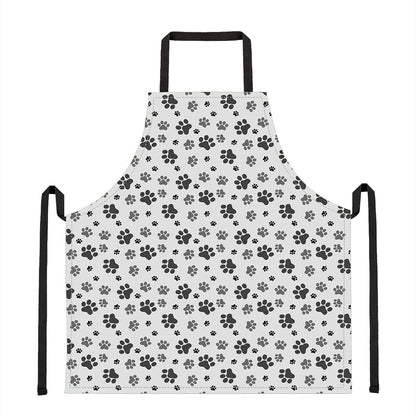 Grey Animal Paw Pattern Print Apron