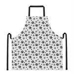Grey Animal Paw Pattern Print Apron