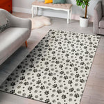 Grey Animal Paw Pattern Print Area Rug