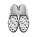 Grey Animal Paw Pattern Print Black Slip On Shoes