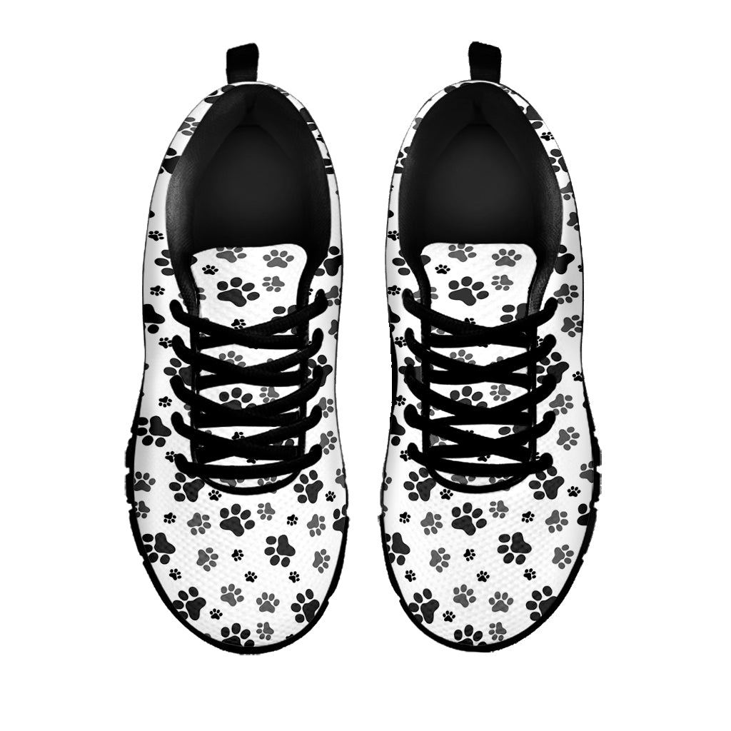 Grey Animal Paw Pattern Print Black Sneakers