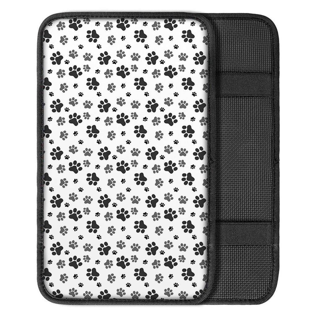 Grey Animal Paw Pattern Print Car Center Console Cover