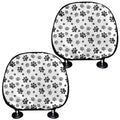 Grey Animal Paw Pattern Print Car Headrest Covers