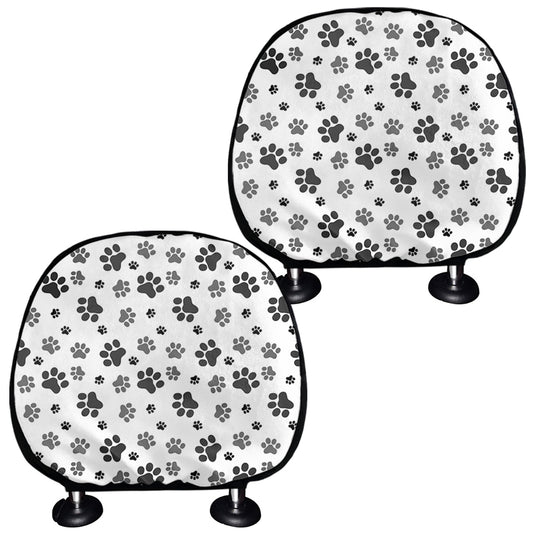 Grey Animal Paw Pattern Print Car Headrest Covers