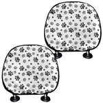 Grey Animal Paw Pattern Print Car Headrest Covers