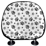 Grey Animal Paw Pattern Print Car Headrest Covers