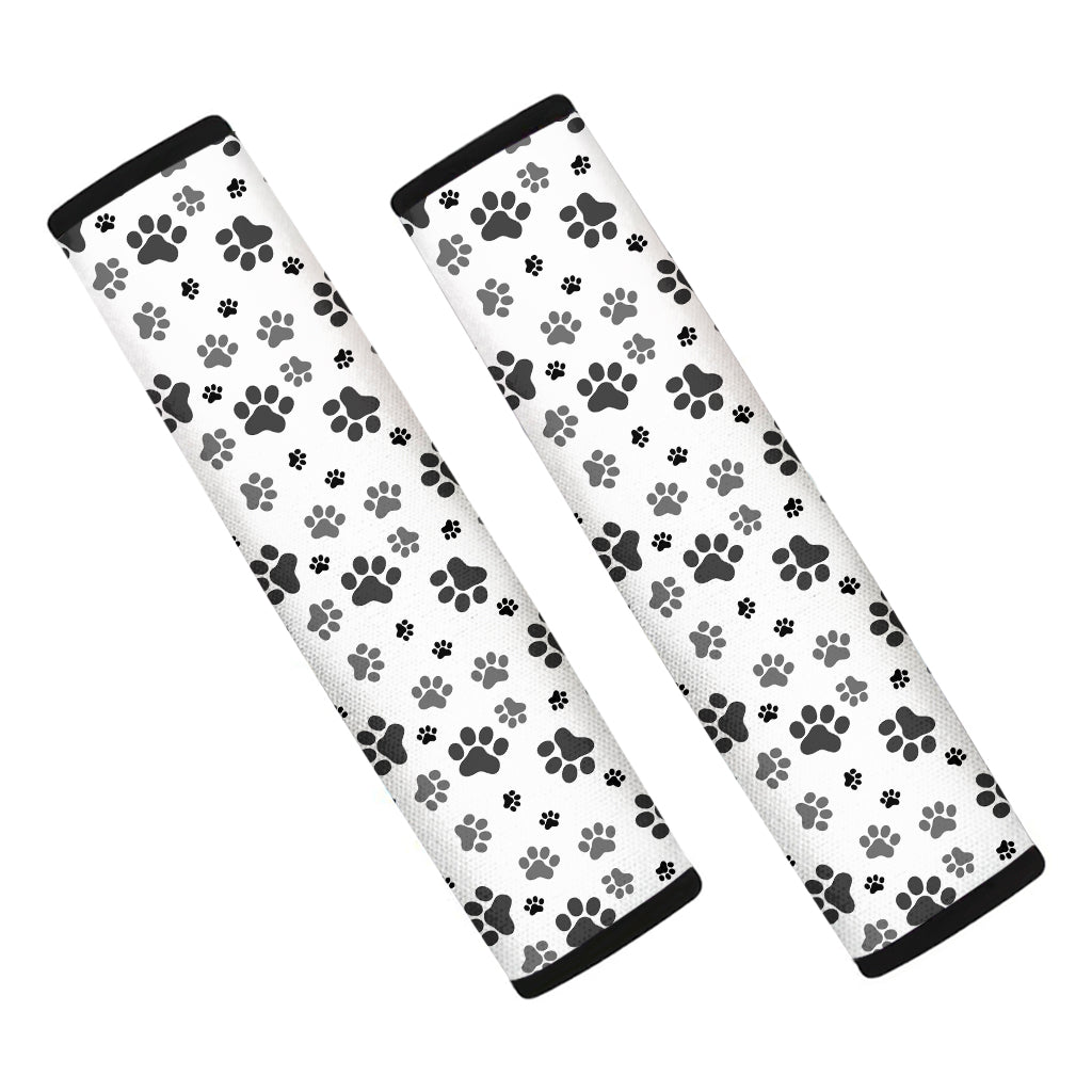 Grey Animal Paw Pattern Print Car Seat Belt Covers