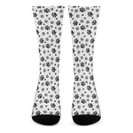 Grey Animal Paw Pattern Print Crew Socks