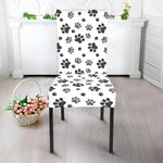Grey Animal Paw Pattern Print Dining Chair Slipcover