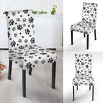 Grey Animal Paw Pattern Print Dining Chair Slipcover