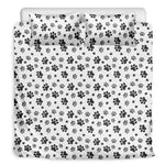 Grey Animal Paw Pattern Print Duvet Cover Bedding Set