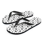 Grey Animal Paw Pattern Print Flip Flops