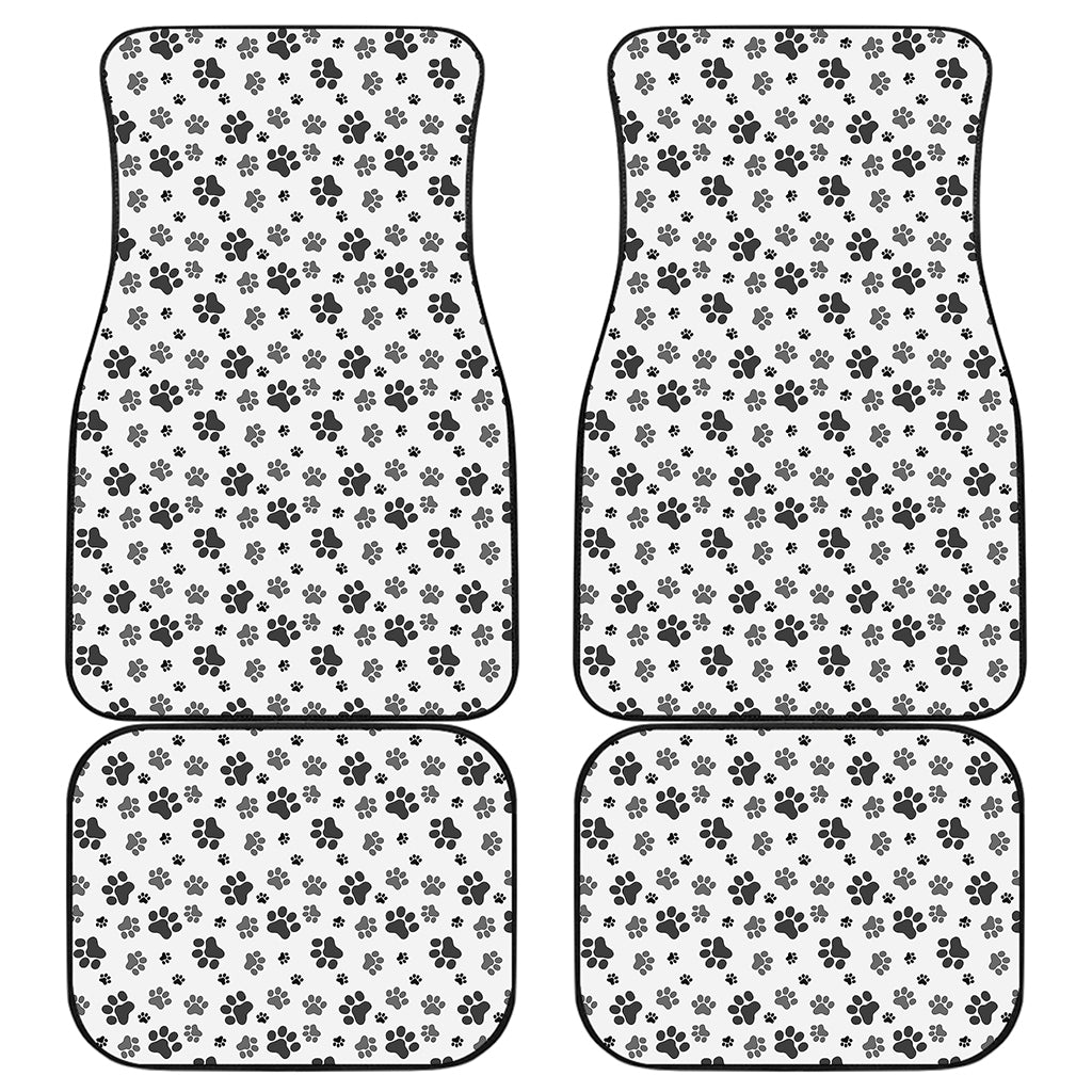 Grey Animal Paw Pattern Print Front and Back Car Floor Mats