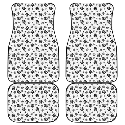 Grey Animal Paw Pattern Print Front and Back Car Floor Mats