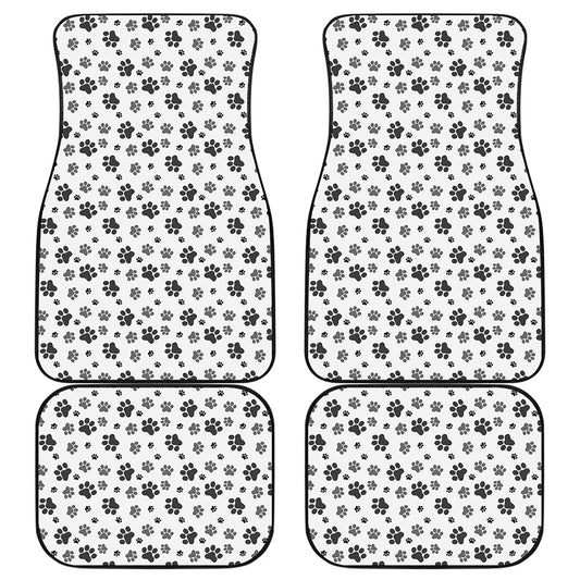 Grey Animal Paw Pattern Print Front and Back Car Floor Mats