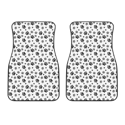 Grey Animal Paw Pattern Print Front Car Floor Mats