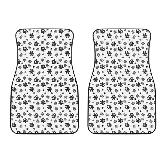 Grey Animal Paw Pattern Print Front Car Floor Mats