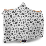Grey Animal Paw Pattern Print Hooded Blanket