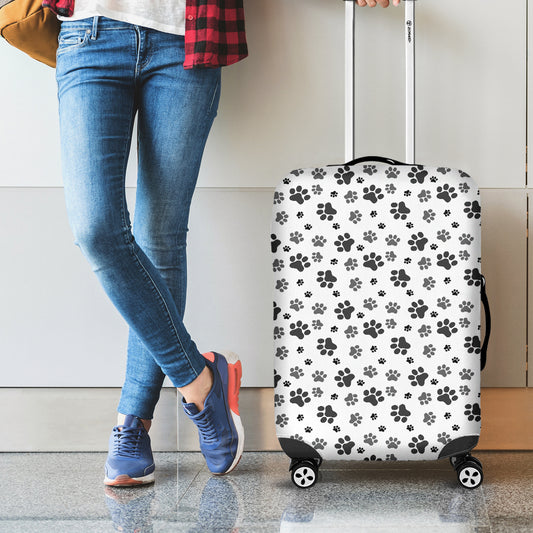 Grey Animal Paw Pattern Print Luggage Cover