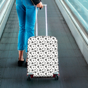 Grey Animal Paw Pattern Print Luggage Cover