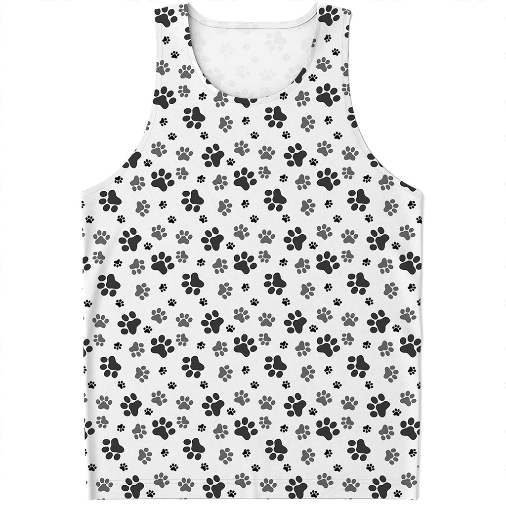 Grey Animal Paw Pattern Print Men's Tank Top