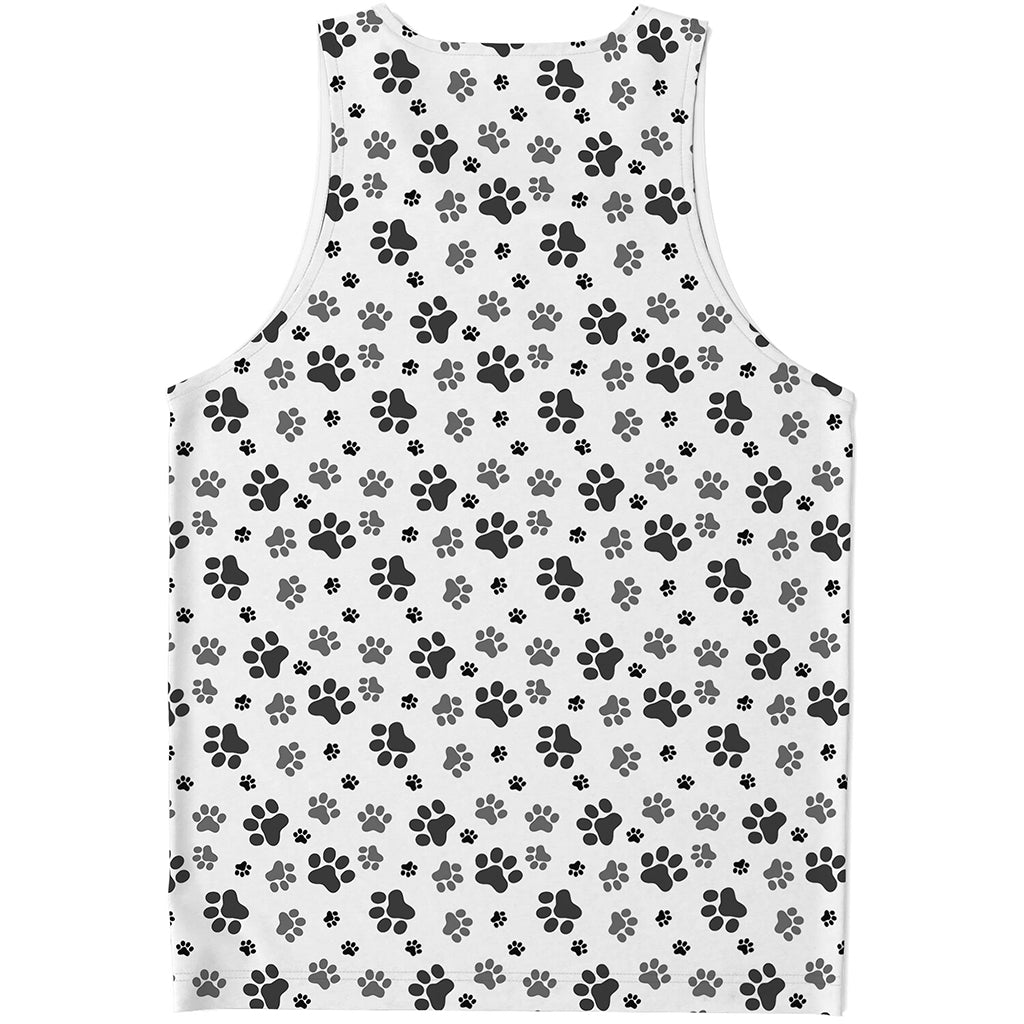 Grey Animal Paw Pattern Print Men's Tank Top