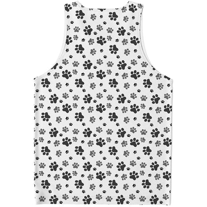 Grey Animal Paw Pattern Print Men's Tank Top