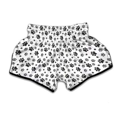 Grey Animal Paw Pattern Print Muay Thai Boxing Shorts