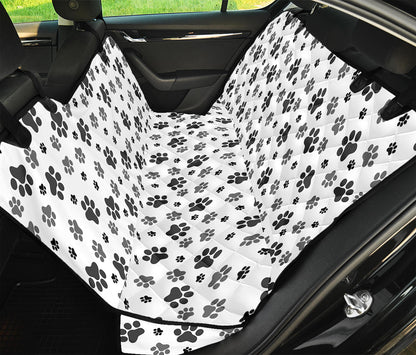 Grey Animal Paw Pattern Print Pet Car Back Seat Cover