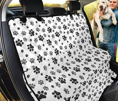 Grey Animal Paw Pattern Print Pet Car Back Seat Cover