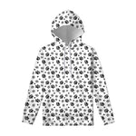 Grey Animal Paw Pattern Print Pullover Hoodie