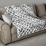 Grey Animal Paw Pattern Print Quilt