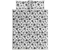 Grey Animal Paw Pattern Print Quilt Bed Set