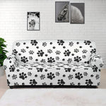 Grey Animal Paw Pattern Print Sofa Cover