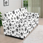 Grey Animal Paw Pattern Print Sofa Cover