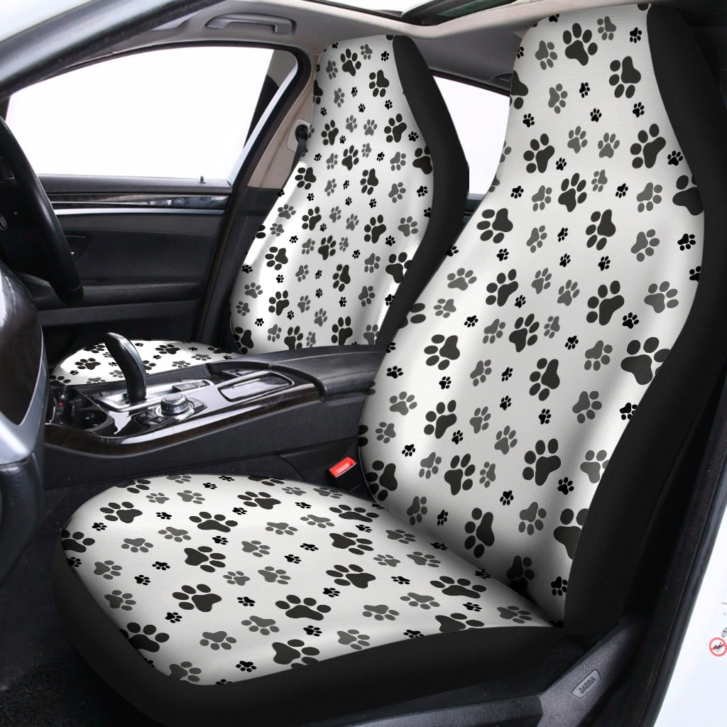 Grey Animal Paw Pattern Print Universal Fit Car Seat Covers
