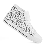 Grey Animal Paw Pattern Print White High Top Shoes