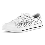 Grey Animal Paw Pattern Print White Low Top Shoes