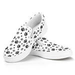 Grey Animal Paw Pattern Print White Slip On Shoes