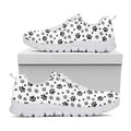 Grey Animal Paw Pattern Print White Running Shoes
