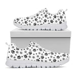 Grey Animal Paw Pattern Print White Sneakers