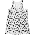 Grey Animal Paw Pattern Print Women's Racerback Tank Top