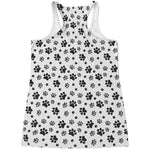 Grey Animal Paw Pattern Print Women's Racerback Tank Top