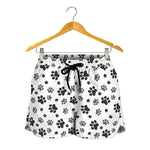 Grey Animal Paw Pattern Print Women's Shorts