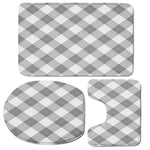 Grey Argyle Pattern Print 3 Piece Bath Mat Set