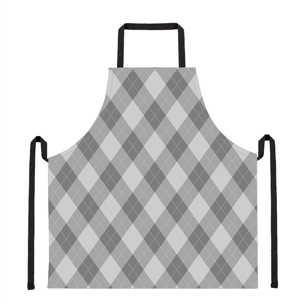 Grey Argyle Pattern Print Apron