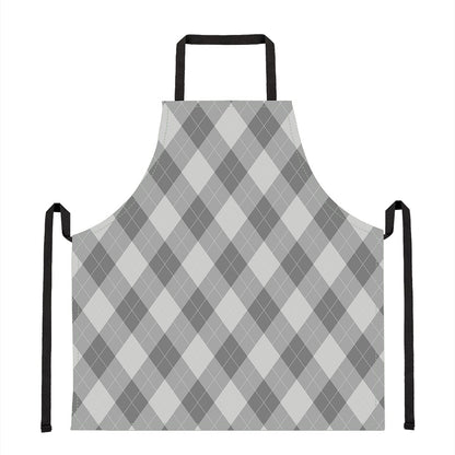 Grey Argyle Pattern Print Apron